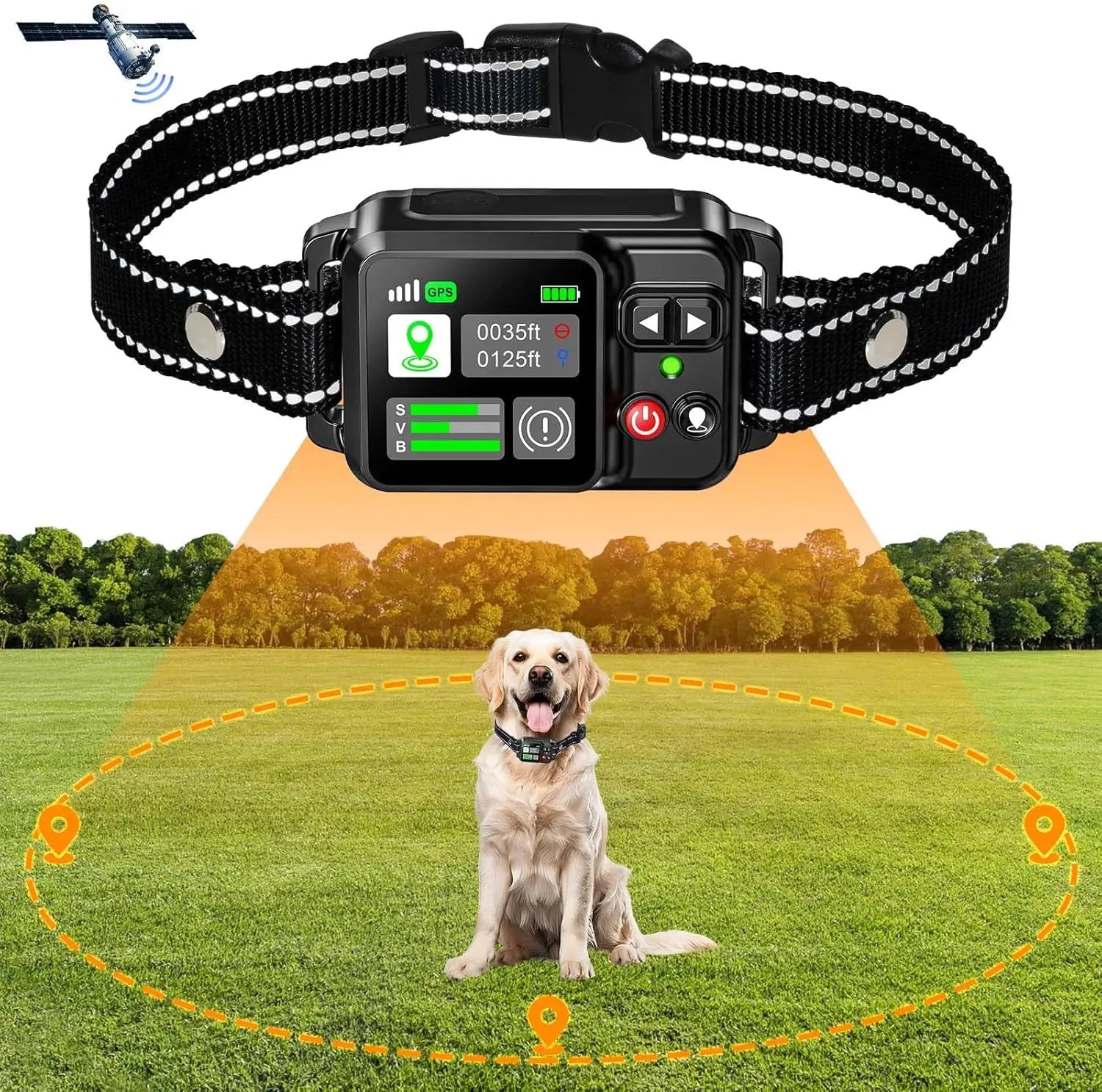 GPS Wireless Dog Fence – Electric Pet Containment System with Smart Satellite Control (15–200m Range)