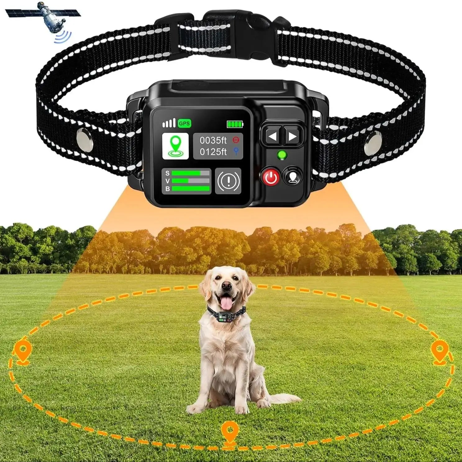 GPS Wireless Dog Fence – Electric Pet Containment System with Smart Satellite Control (15–200m Range)