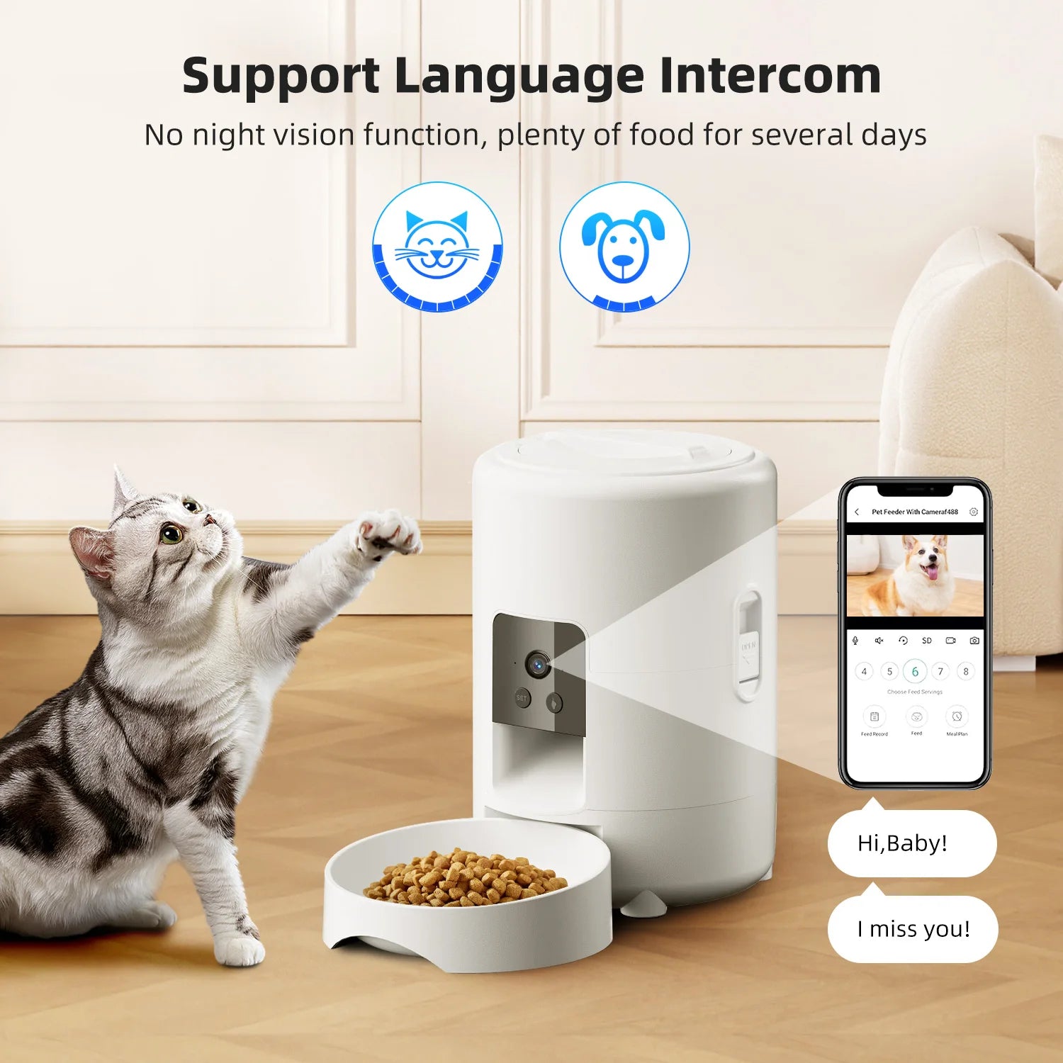 Smart Pet Feeder with Camera – WiFi Automatic Food Dispenser for Cats & Dogs (2L)