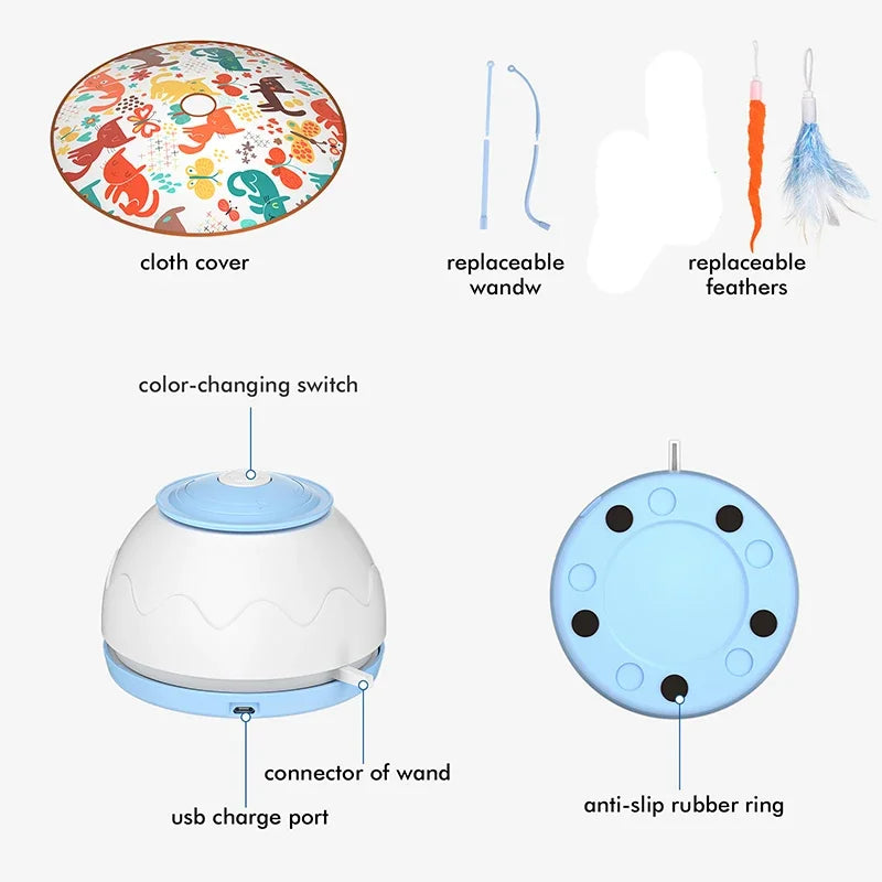 Electric Cat Toy – USB Rechargeable 360° Rotating Interactive Feather Teaser for Indoor Cats