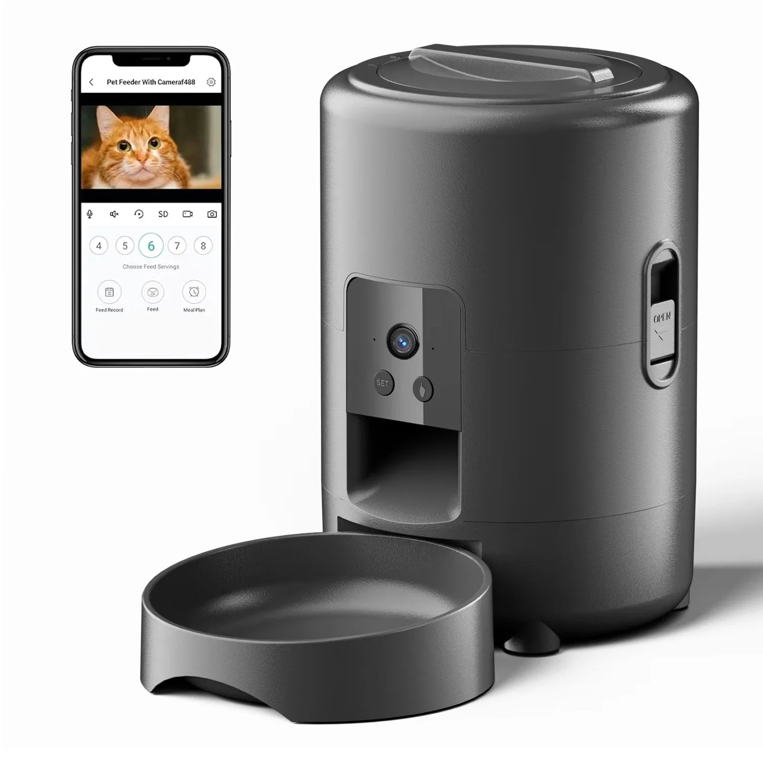 Smart Pet Feeder with Camera – WiFi Automatic Food Dispenser for Cats & Dogs (2L)