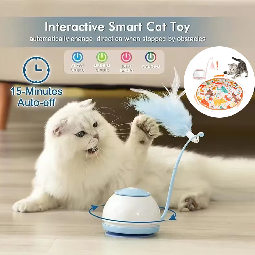 Electric Cat Toy – USB Rechargeable 360° Rotating Interactive Feather Teaser for Indoor Cats