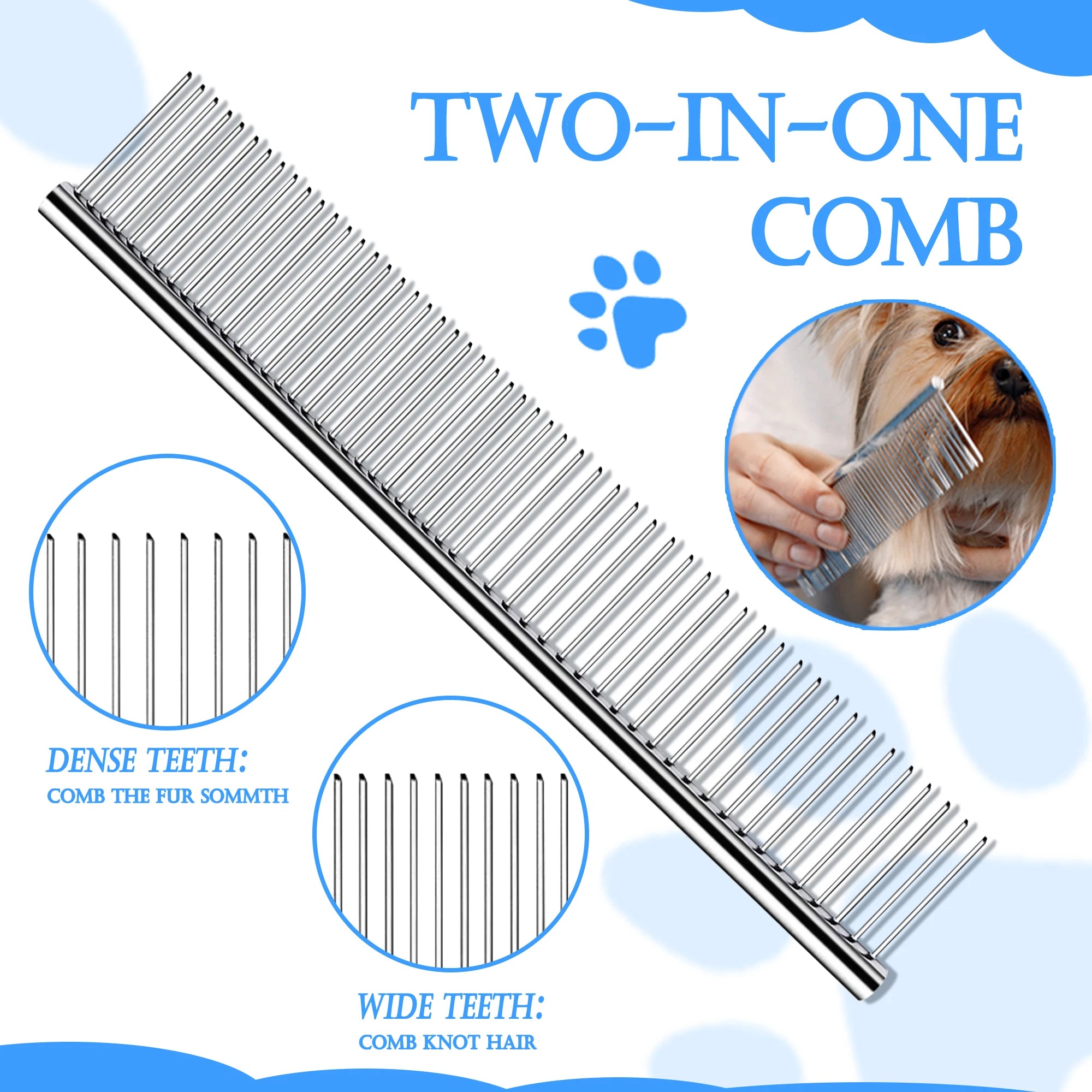 4-in-1 Professional Pet Grooming Brush Kit – Stainless Steel Comb Set for Dogs & Cats (Long & Short Hair)
