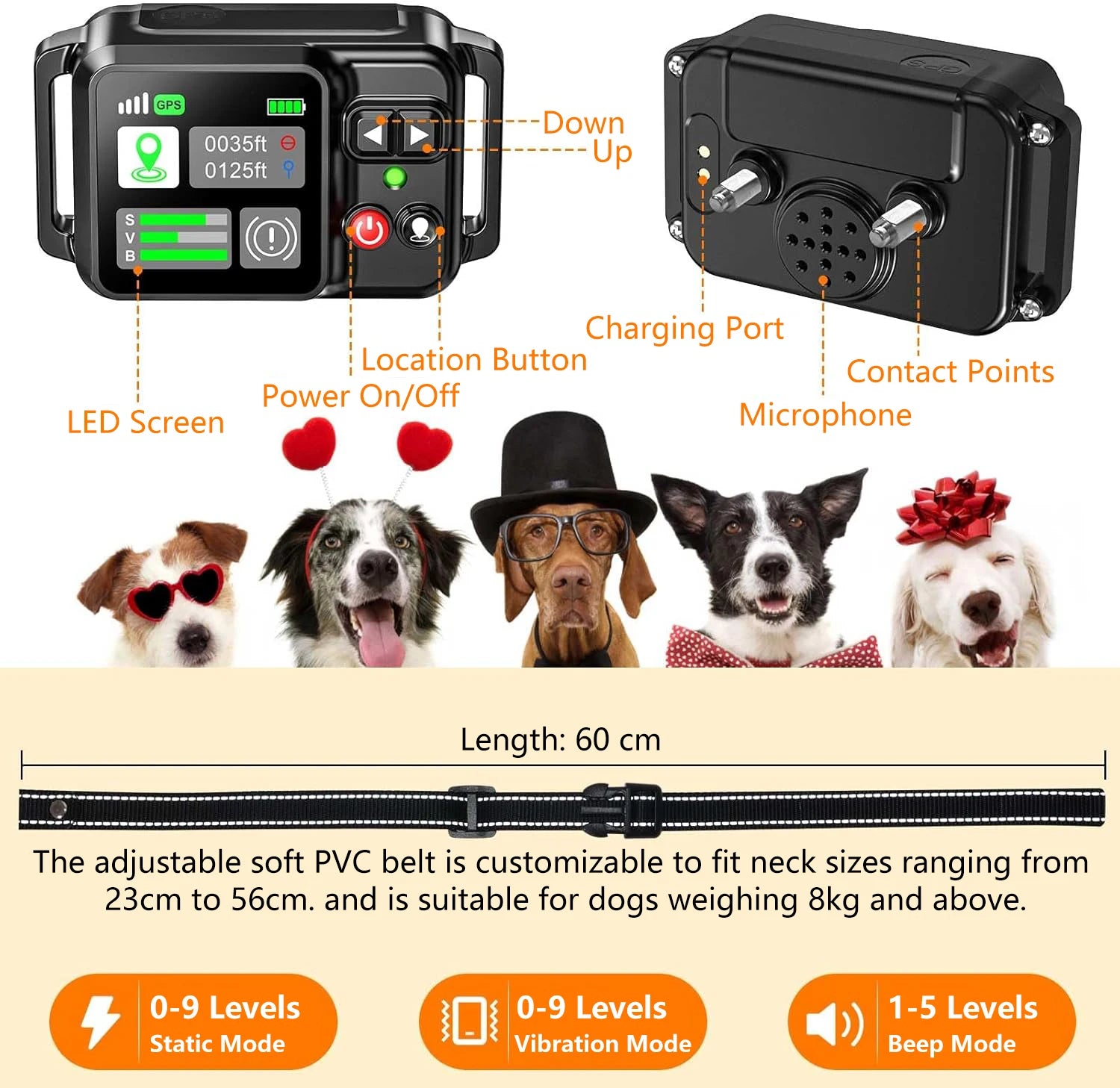 GPS Wireless Dog Fence – Electric Pet Containment System with Smart Satellite Control (15–200m Range)