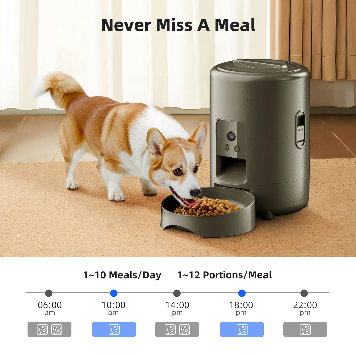 Smart Pet Feeder with Camera – WiFi Automatic Food Dispenser for Cats & Dogs (2L)