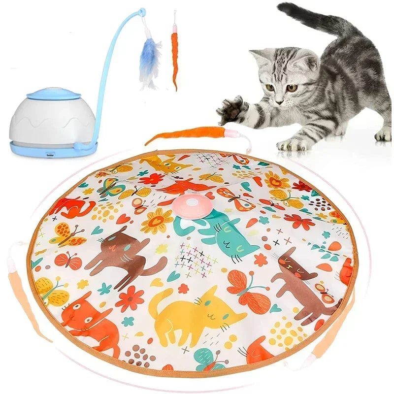 Electric Cat Toy – USB Rechargeable 360° Rotating Interactive Feather Teaser for Indoor Cats