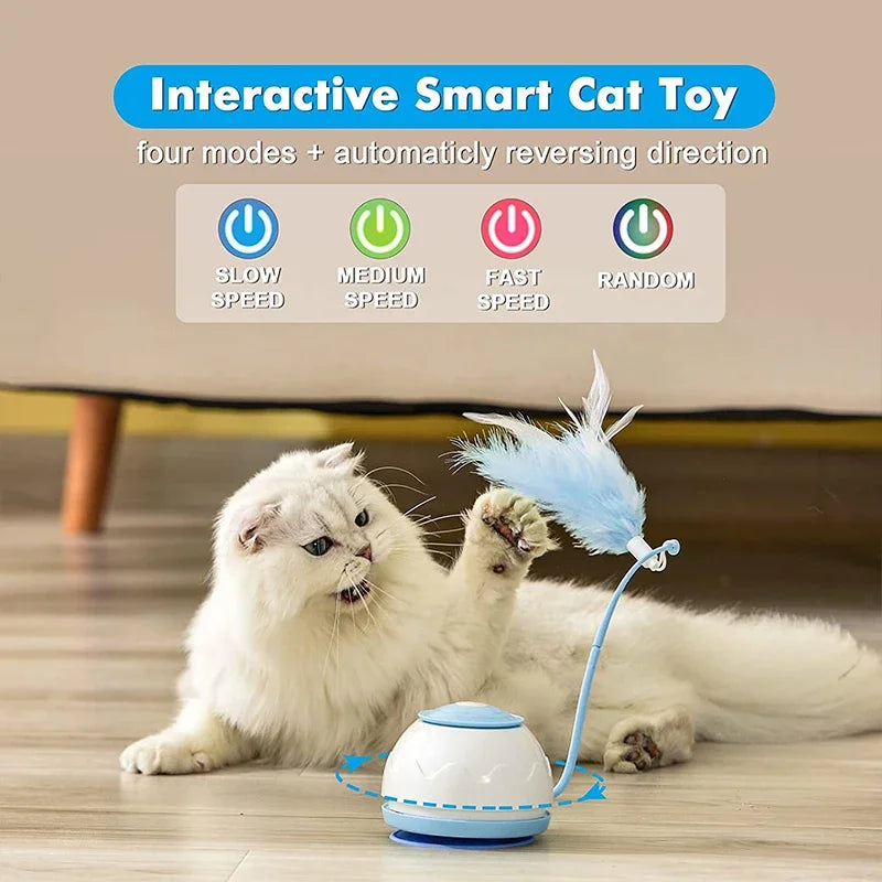 Electric Cat Toy – USB Rechargeable 360° Rotating Interactive Feather Teaser for Indoor Cats