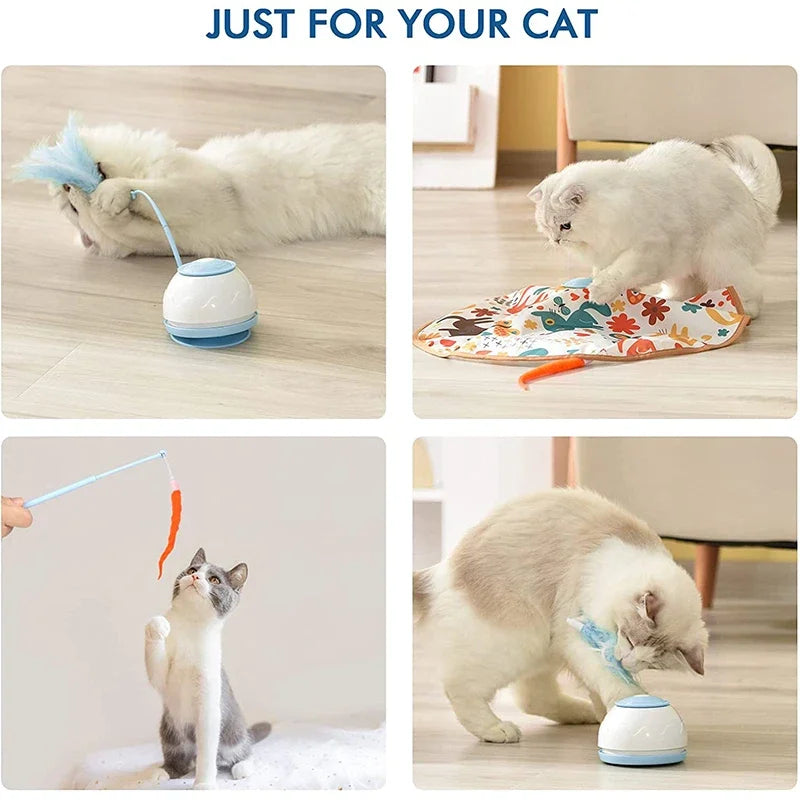 Electric Cat Toy – USB Rechargeable 360° Rotating Interactive Feather Teaser for Indoor Cats